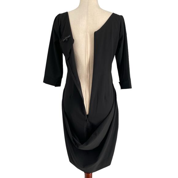 Elm Design Icelandic Artsy Lagenlook Draped Little Black Dress 1 Chic Minimalist - Picture 8 of 10